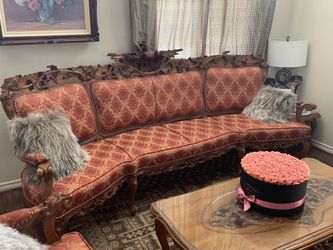 Hand carved wooden renaissance sofa set