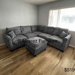 Corduroy Sectional Sofa With Ottoman