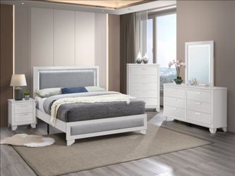 White Bedroom Set with LED Headboard New in Box