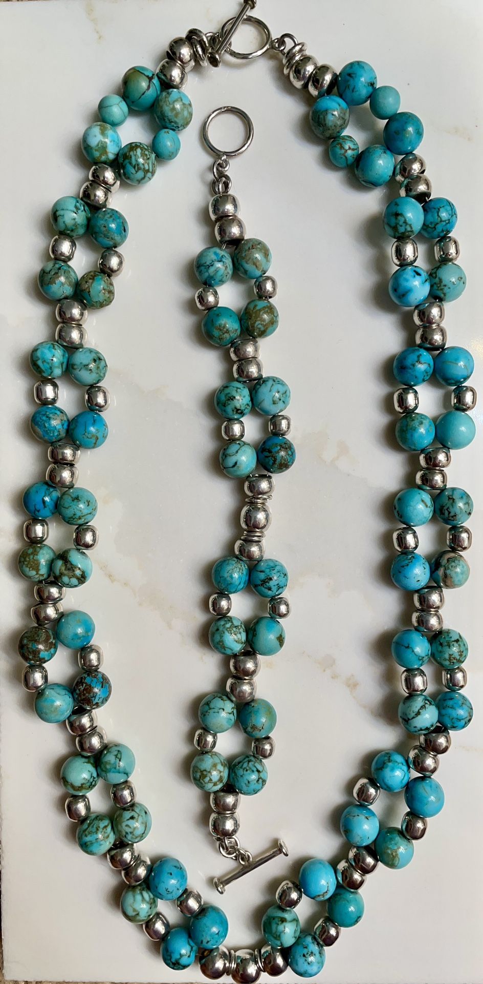 Turquoise & 925 Sterling-Necklace and Bracelet