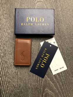 Polo Ralph Lauren “BIG PONY” Magnetic Leather Money Clip W/ Box