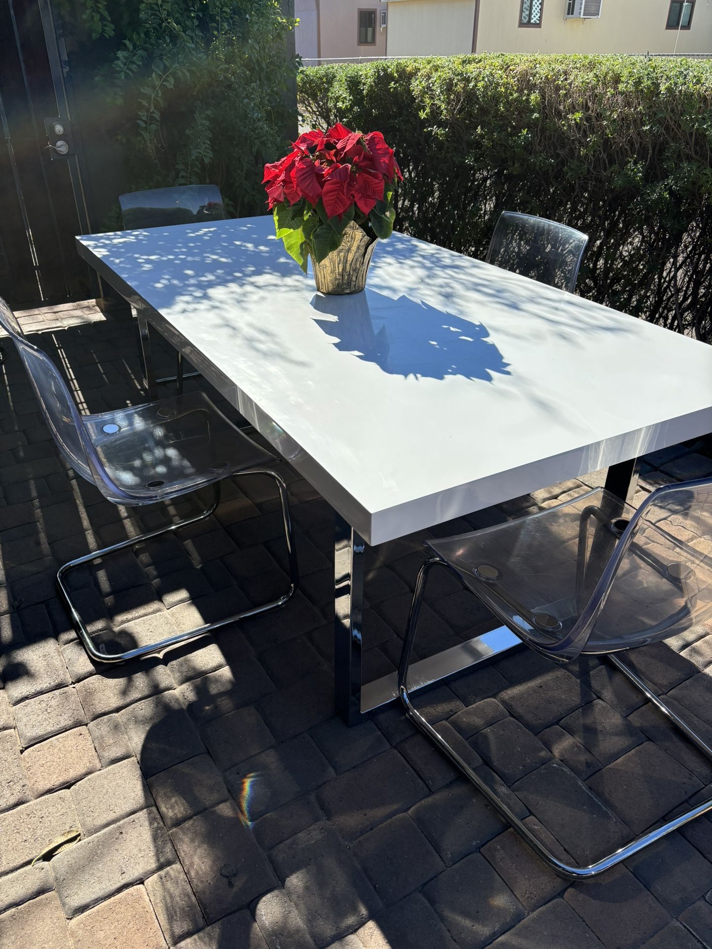 Dining Table & Clear Chairs