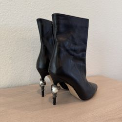 Authentic Chanel Lambskin Pearl Snake Ankle Boots