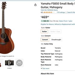 Yamaha Acoustic Guitar FS850