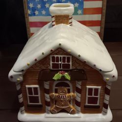 Christmas Ceramic Gingerbread Cookie Jar by Susan Winget