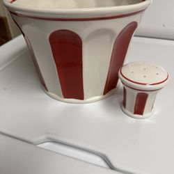 Ceramic Popcorn Bowl&salt Shaker
