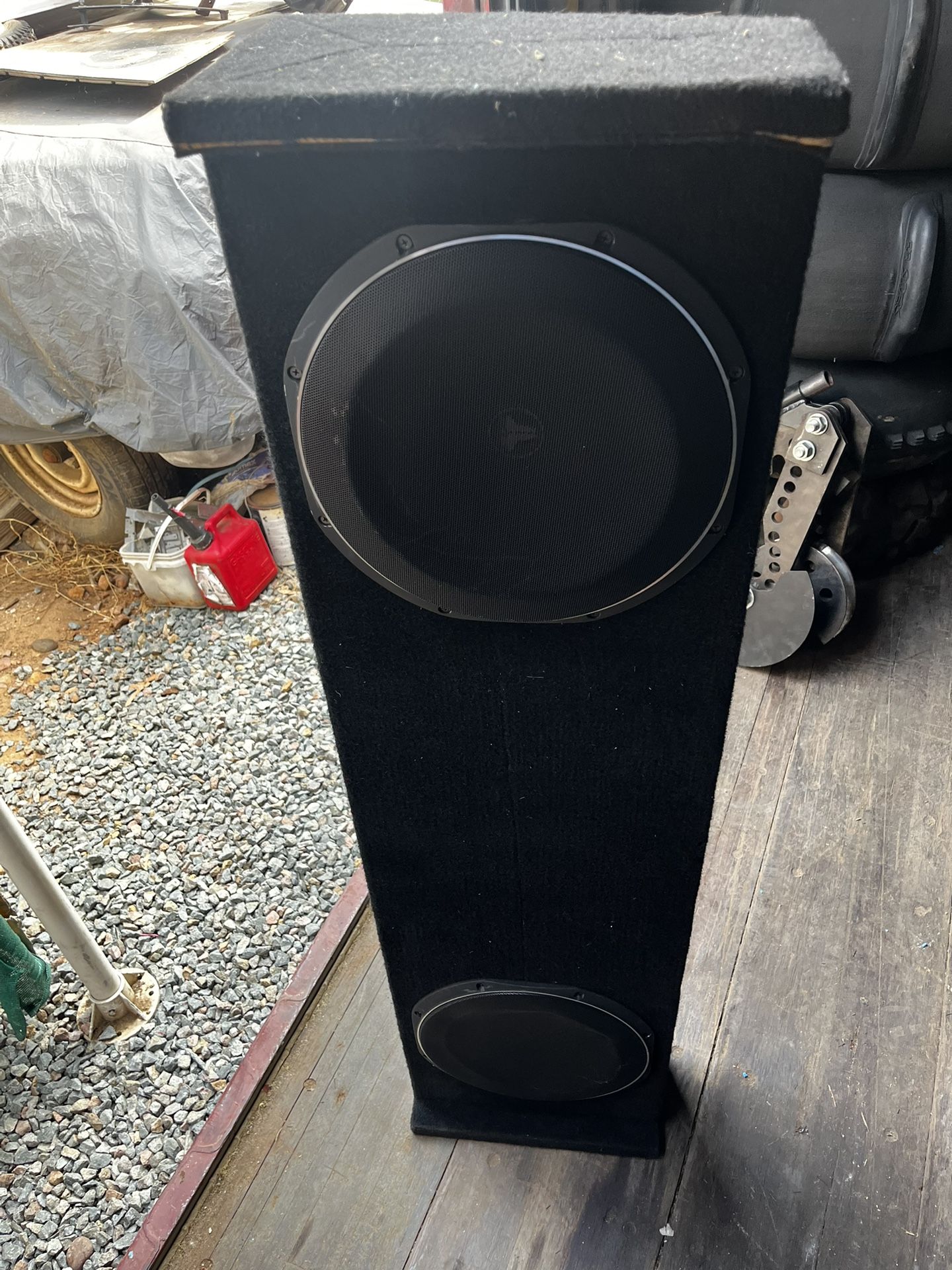 2 JL Audio Subwoofers And Sub Box
