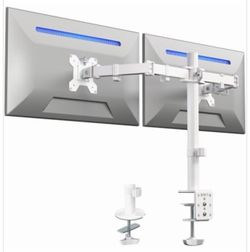 VIVO White Dual Monitor Desk Mount Stand, Fits Computer Screens up to 30"