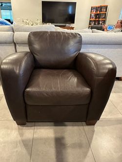 Italsofa Chair, Italian Brown Leather Chair