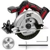 Brushless 6-1/2 Inch Circular Saw, for DeWalt 20V Max Battery, 8000 RPM, 6.2 Lbs, Cuts 2-1/5" at 90°, 0-90° Bevel, with Rip Guide & Hex Wrenc