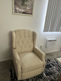 Cream Tufted Wingback Accent Chair