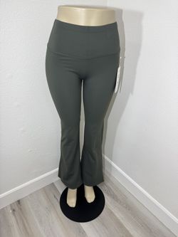 Women’s Olive Green High Waist Flare Leggings Tummy Control Stretch Pants 