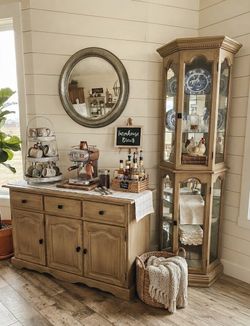 2pc Rustic Sideboard Buffet & Display Cabinet - delivery available