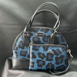 COACH Ocelot Leopard Coated Canvas & Matching Wristlet $125/ OBO