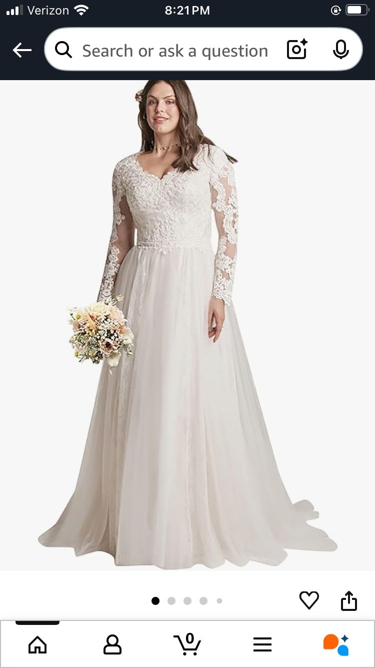 Wirunsy, Women’s Lace Beach Wedding Dress, Ivory Color, Size 14