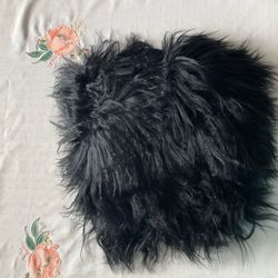 Black fur pillow case cover