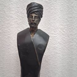 Vintage Brutalist Modernist Steel Turkish Man & Woman Statues Figures, 30” Tall