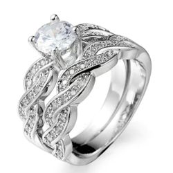 New 18k White Gold Wedding Ring Set 