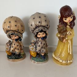 Large 10 Inch Tall Candles - Three Vintage Hand Painted