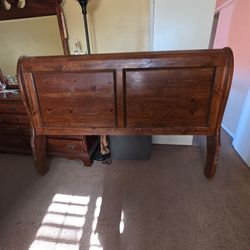 Wood Sleigh Bed Headboard and Footboard