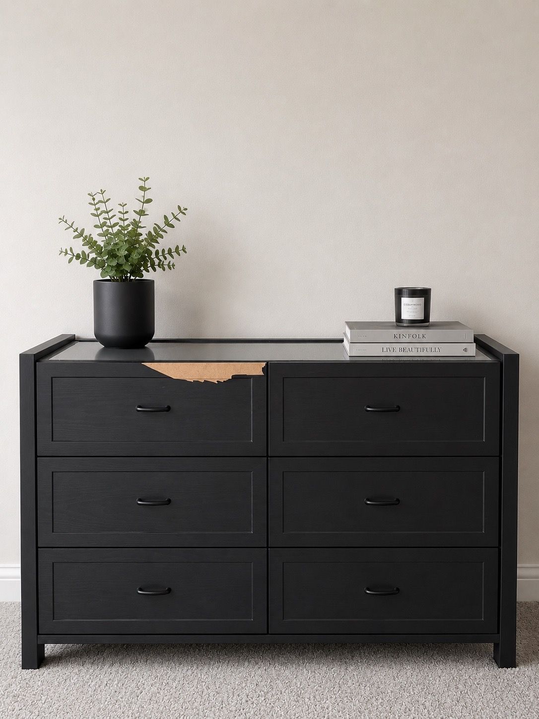 Black 6-Drawer Dresser / TV Stand