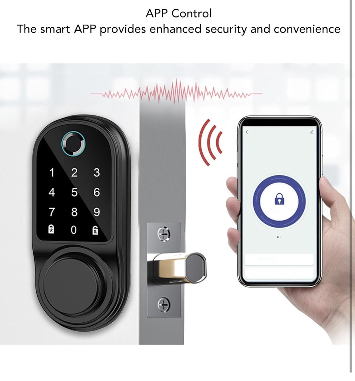 Smart Fingerprint Door Lock Keypad Deadbolt Lock with APP Control for Home Hotel Office Apartment, Feature Heavy Duty Keyless Entry Front Door Lock, H