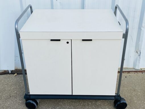 Multi Use Metal Cabinet With Wheels 2 Doors and shelving