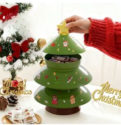 Festive Stackable Christmas Tree Snack Bowl, Detachable Separated Storage Tray for Nuts, Chocolates, Cookies & Candies, Cute