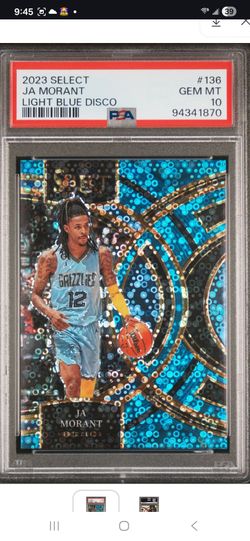 Ja Morant 2023-24 Select Prizms Light Blue Disco #136 #65/99 (PSA 10)