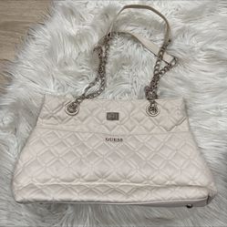 Guess beige quilted chain shoulder bag