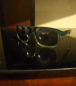 Turquoise Chassis Sunglasses w/stripes on bottom