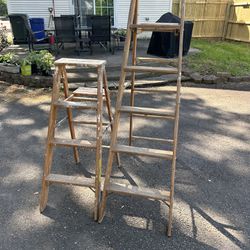 6 Foot And 4 Foot Wooden Ladders Nice And Strong 