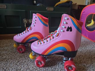Moxi Rainbow Rider Roller Skates and pads