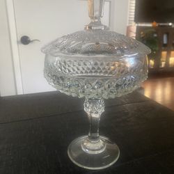 Antique Crystal Cut Candy Dish