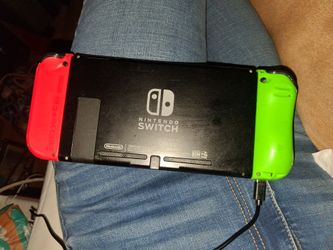 Nintendo Switch (Original) – Red & Neon Green Joy-Cons – No Dock