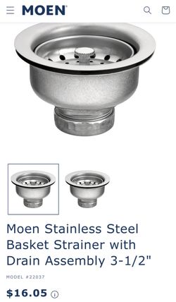 3 of.  Moen Stainless Steel Basket Strainer with Drain Assembly
