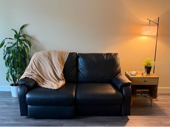 Black IKEA tomback leather loveseat / 2-seater sofa