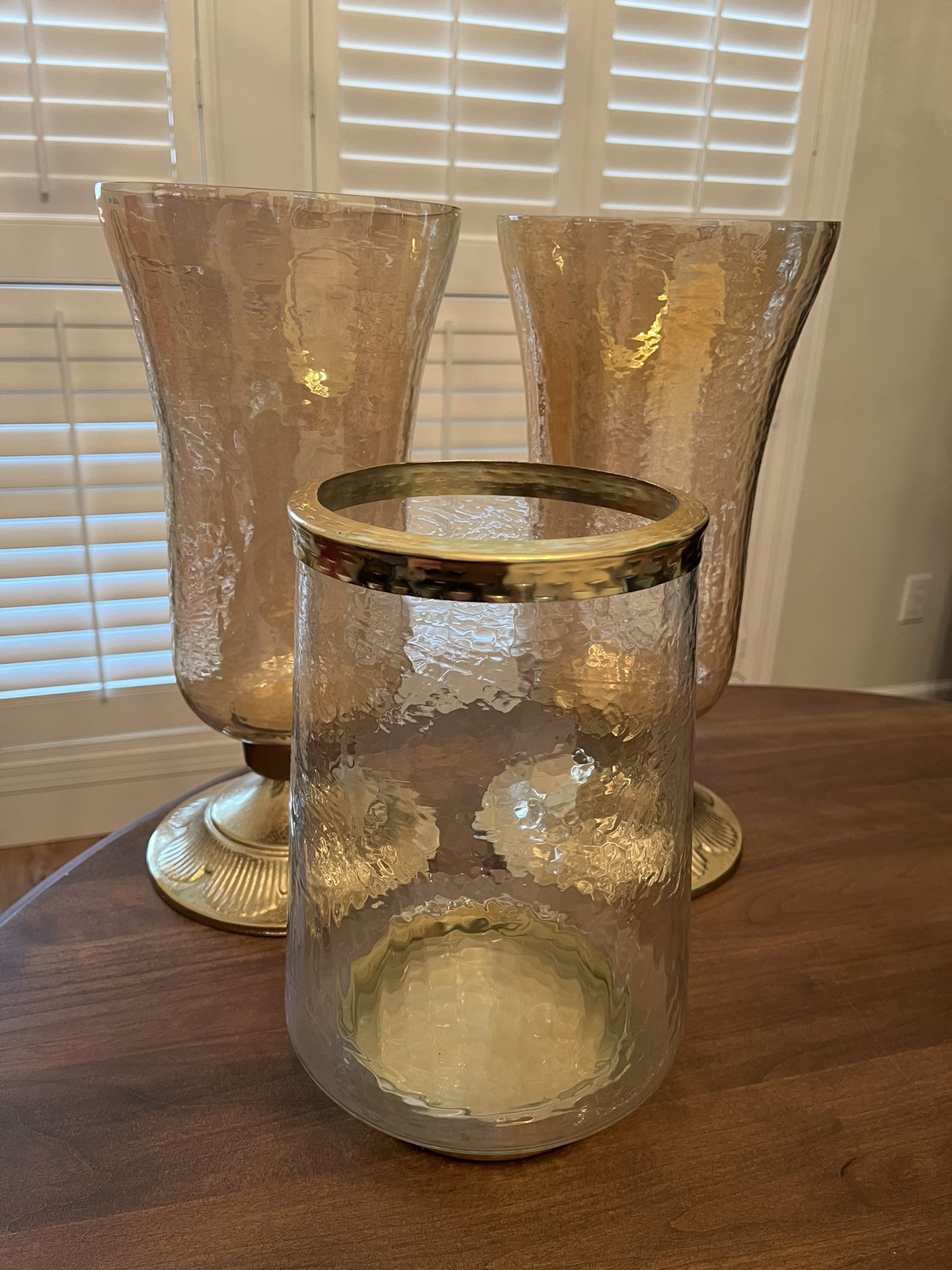 Three Glass Hurricane Candle Holders