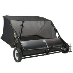 BENTISM Tow Behind Lawn Sweeper 44 Inch, 25 cu. ft Large Capacity Heavy Duty Durable Leaf & Grass Collector with Adjustable Sweeping Height