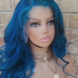 24" Galaxy blue Lace Frontal Wig