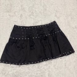 New 1x black short alt skirt goth gothic emo y2k festival rave mini