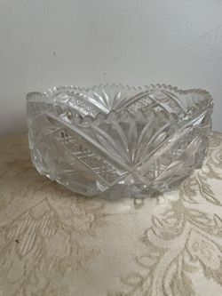 8" Polish "Irena" Hand Cut Saw-Tooth Edge Crystal Bowl