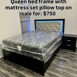 Queen Bed Frame With Mattress Set