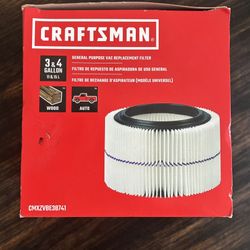 Craftsman 3 & 4 Gallon General Purpose Vac Replacement Filter CMXZVBE38741 New   