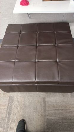 Large Brown Tufted Leather Ottoman