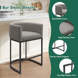 Set of 4 Counter Height Bar Stools – Gray – Brand New