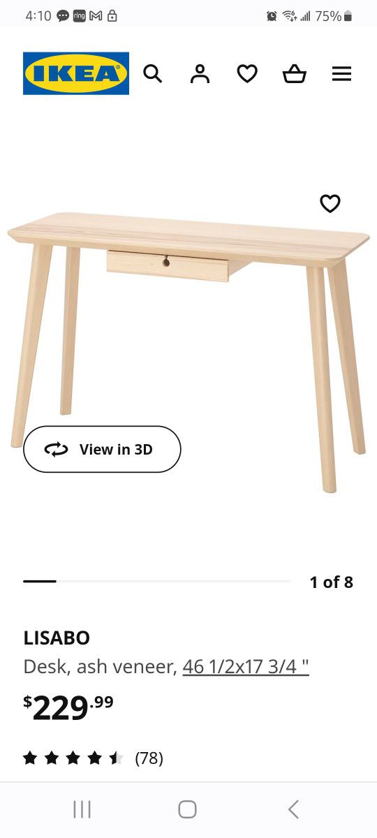 IKEA LISABO wooden computer desk  / console  in ash veneer, MINT conditionko