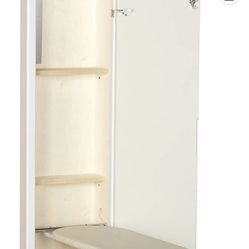 Household Essentials Ironing Board Cabinet, In-Wall Recessed Ironing Board Cabinet with Storage Shelves, White