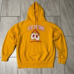 Yellow/Red Stop Snitching hoodie Y2K LARGE