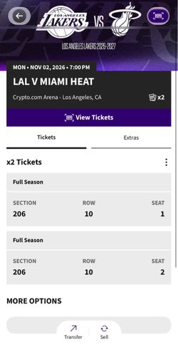 💜💛 MIAMI HEAT VS LAKERS $400 (for pair) 💛💜